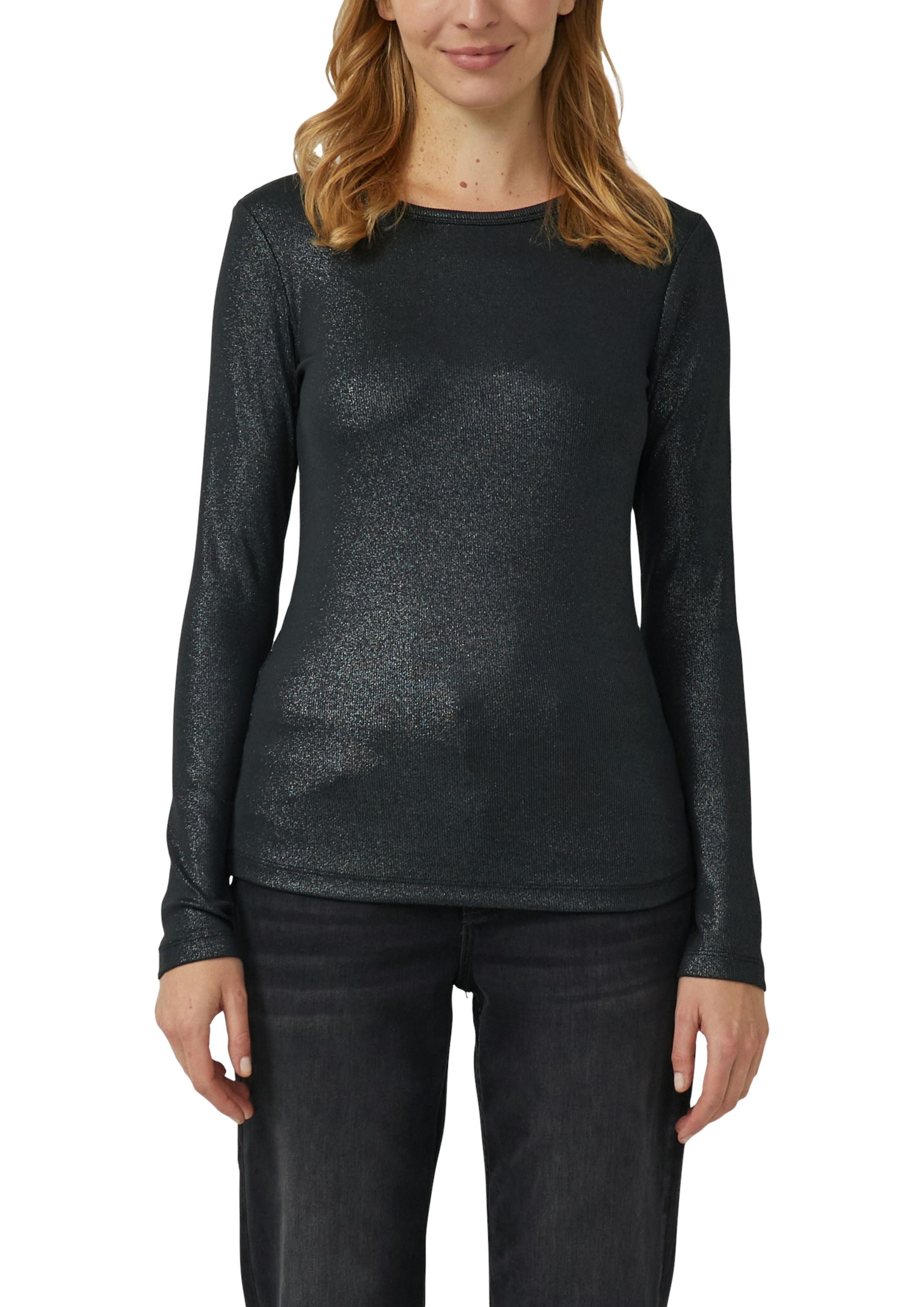 Ripp-Shirt mit Glitzer-Effekt - 9999-GREY/BLACK - Grau