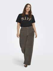 Cordhose Wide Leg - Morel - Braun