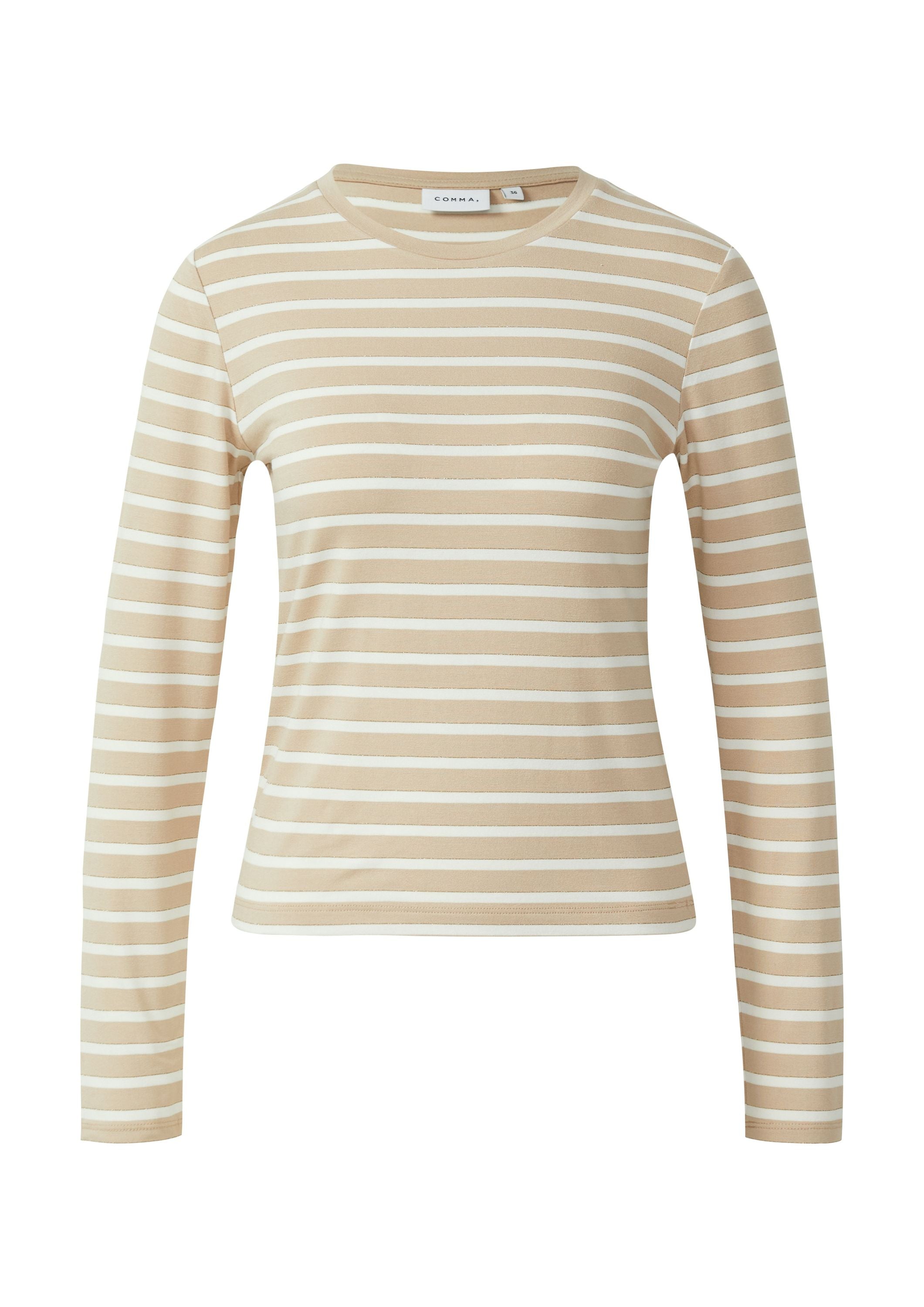 Langarmshirt gestreift - 80G0-BROWN - Beige