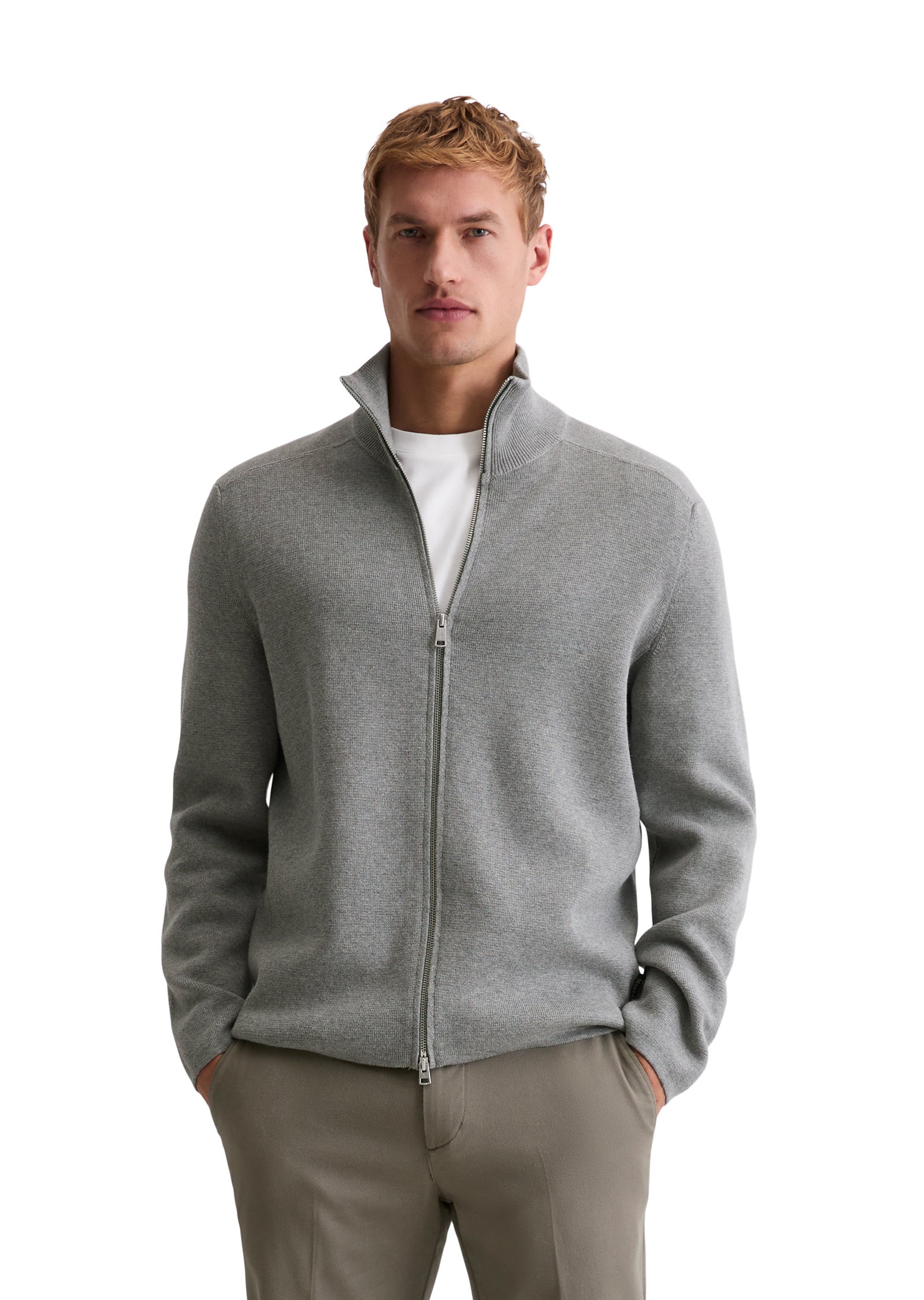 Strickjacke aus Baumwolle - 936-grey melange - Grau