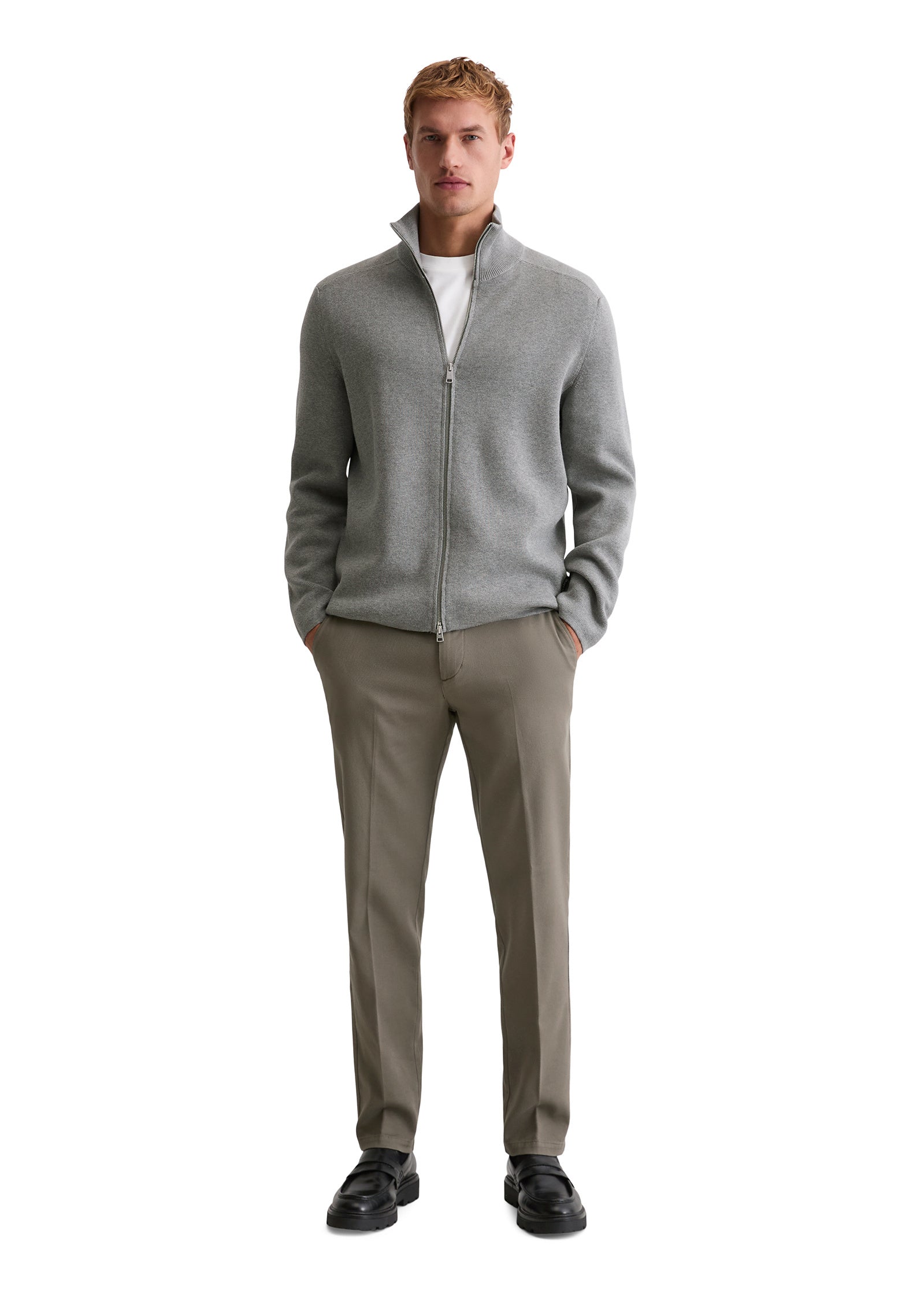 Strickjacke aus Baumwolle - 936-grey melange - Grau