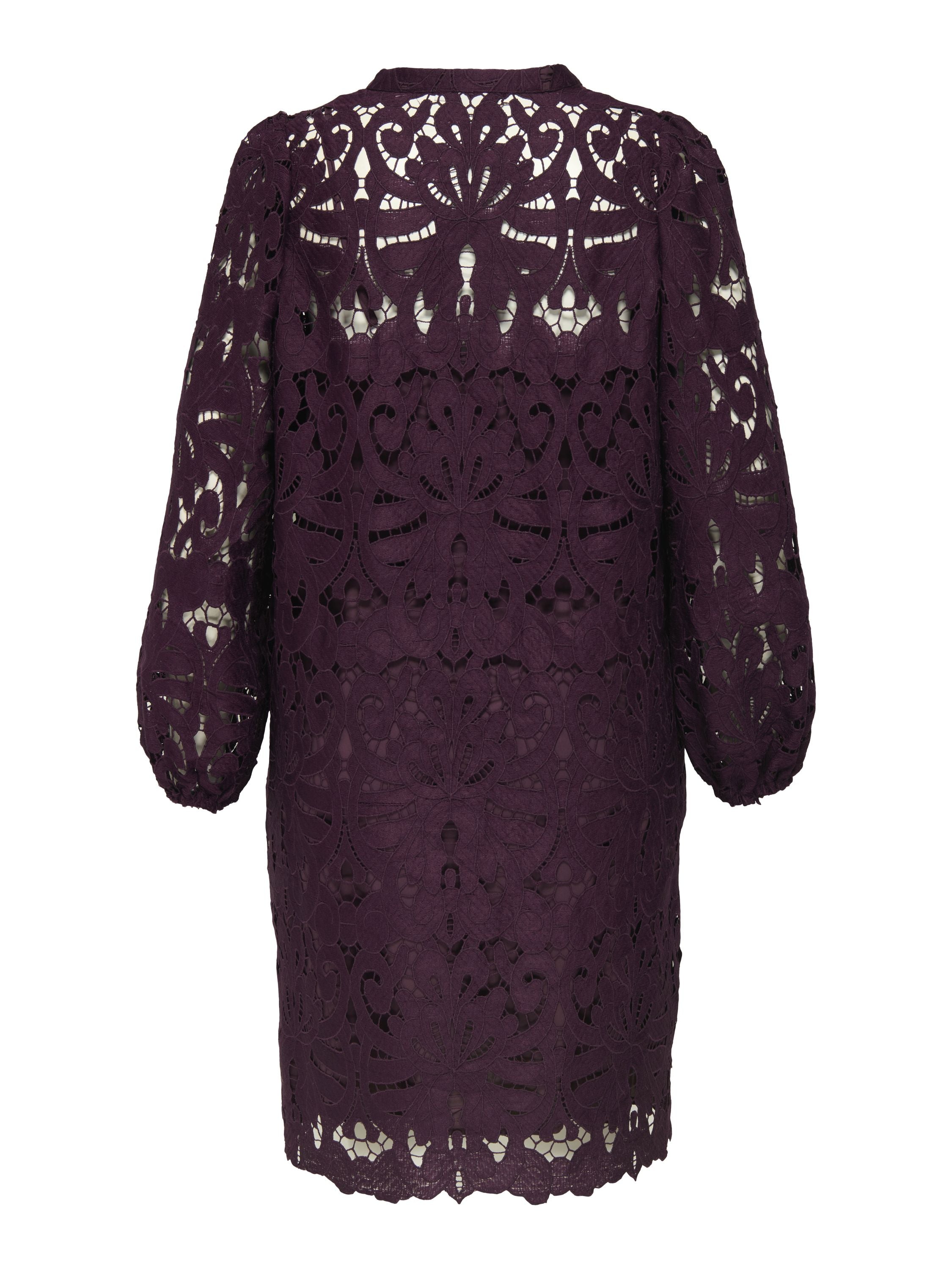 Spitzenkleid Midi mit V-Ausschnitt - Winetasting - Violett