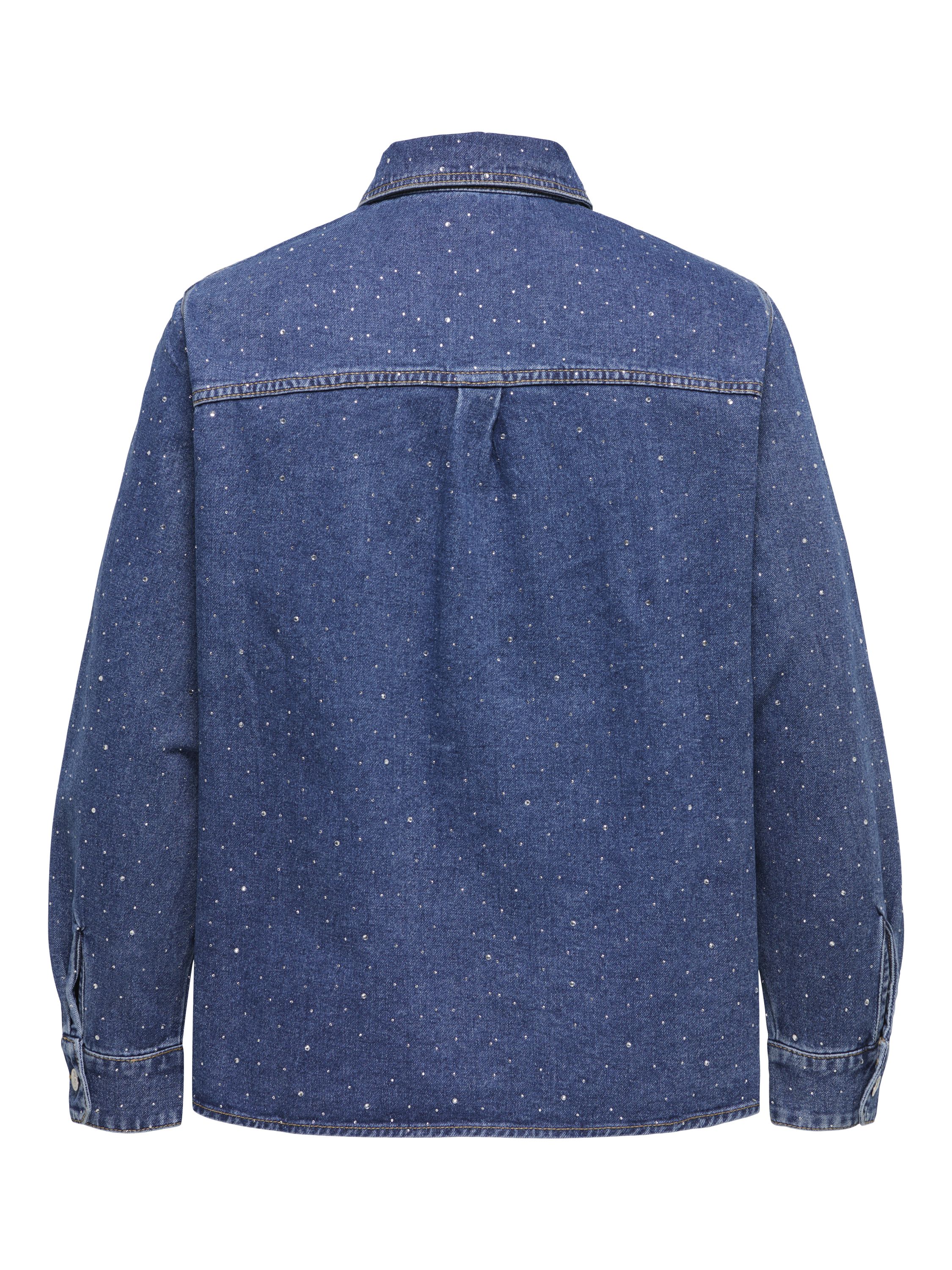 Jeansjacke mit Strasssteinen - Medium Blue Denim/RHINESTONES - Blau