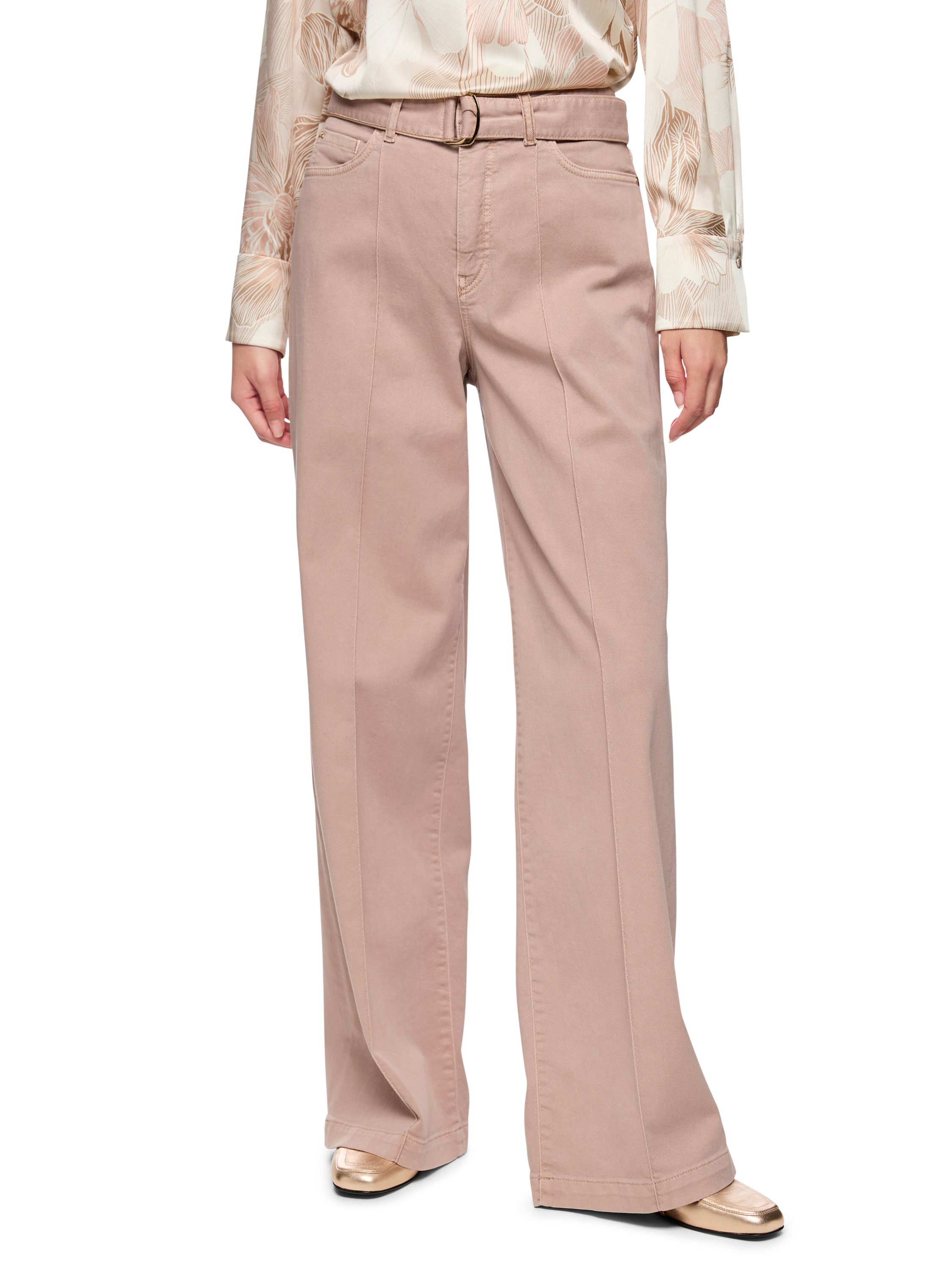 Jeans WARRI Wide Leg mit Strasskordel - 619 - Beige