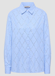 Bluse gestreift mit Strass-Details - 5332-Saphirblau - Blau