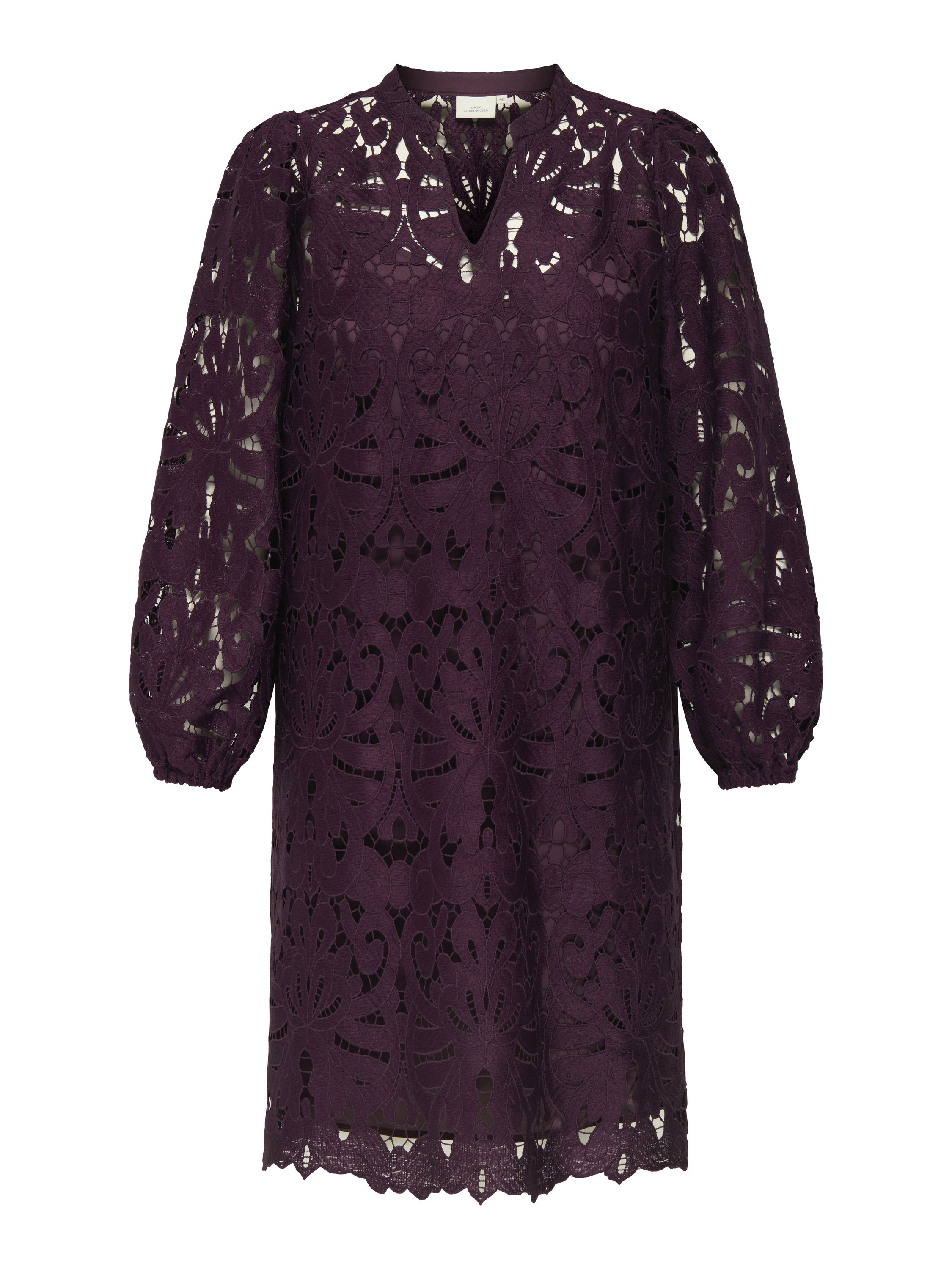 Spitzenkleid Midi mit V-Ausschnitt - Winetasting - Violett