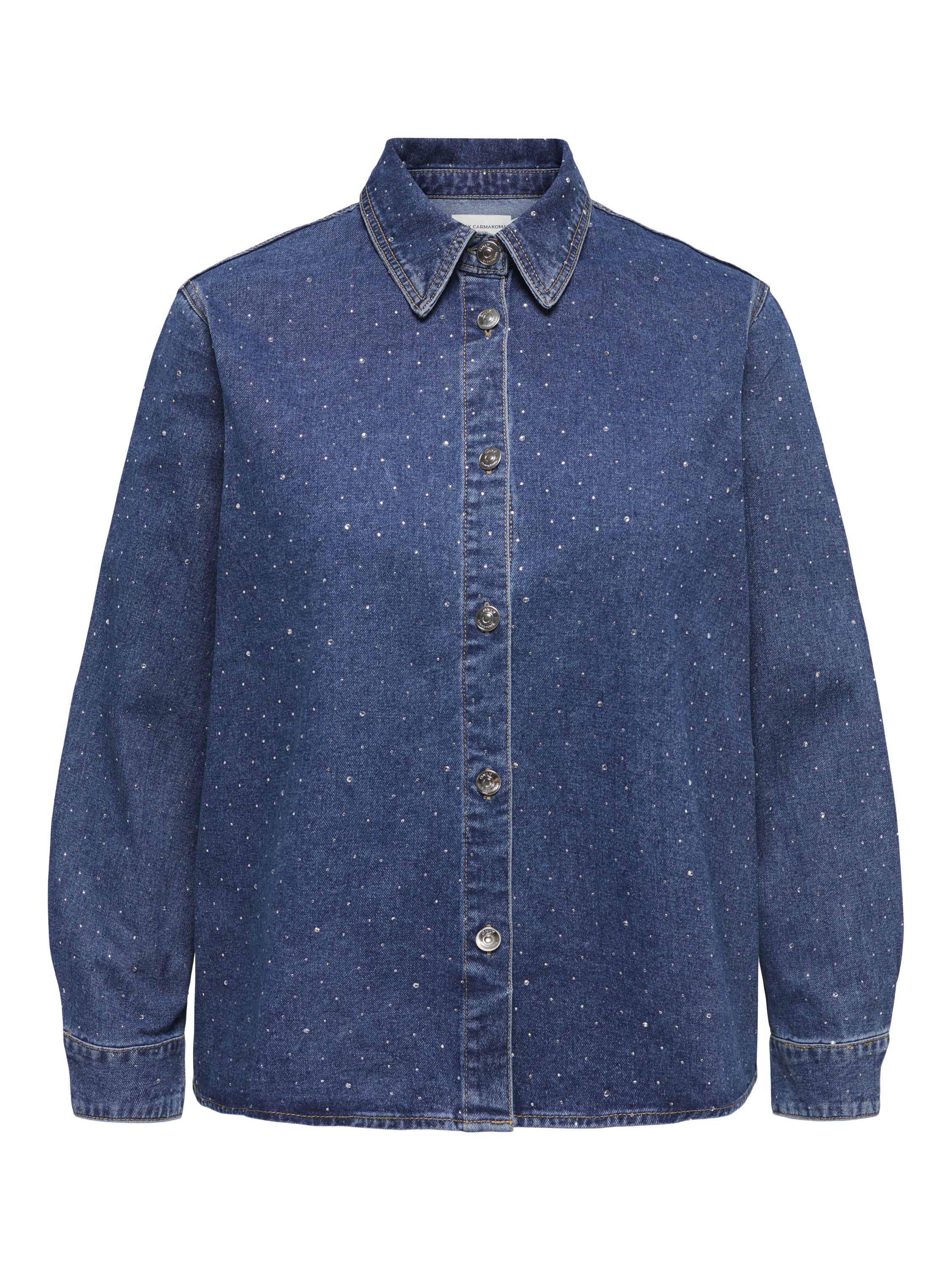 Jeansjacke mit Strasssteinen - Medium Blue Denim/RHINESTONES - Blau