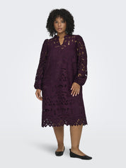 Spitzenkleid Midi mit V-Ausschnitt - Winetasting - Violett