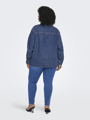 Jeansjacke mit Strasssteinen - Medium Blue Denim/RHINESTONES - Blau