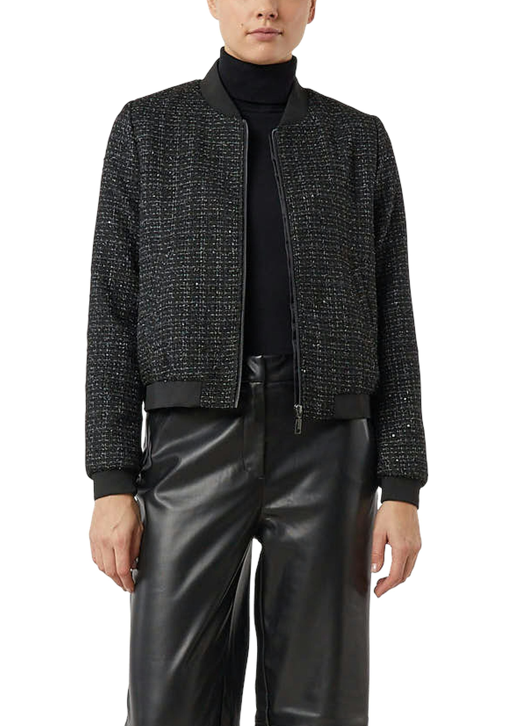 Blouson-Jacke mit dezentem Glitzergarn - 99P0-GREY/BLACK - Schwarz