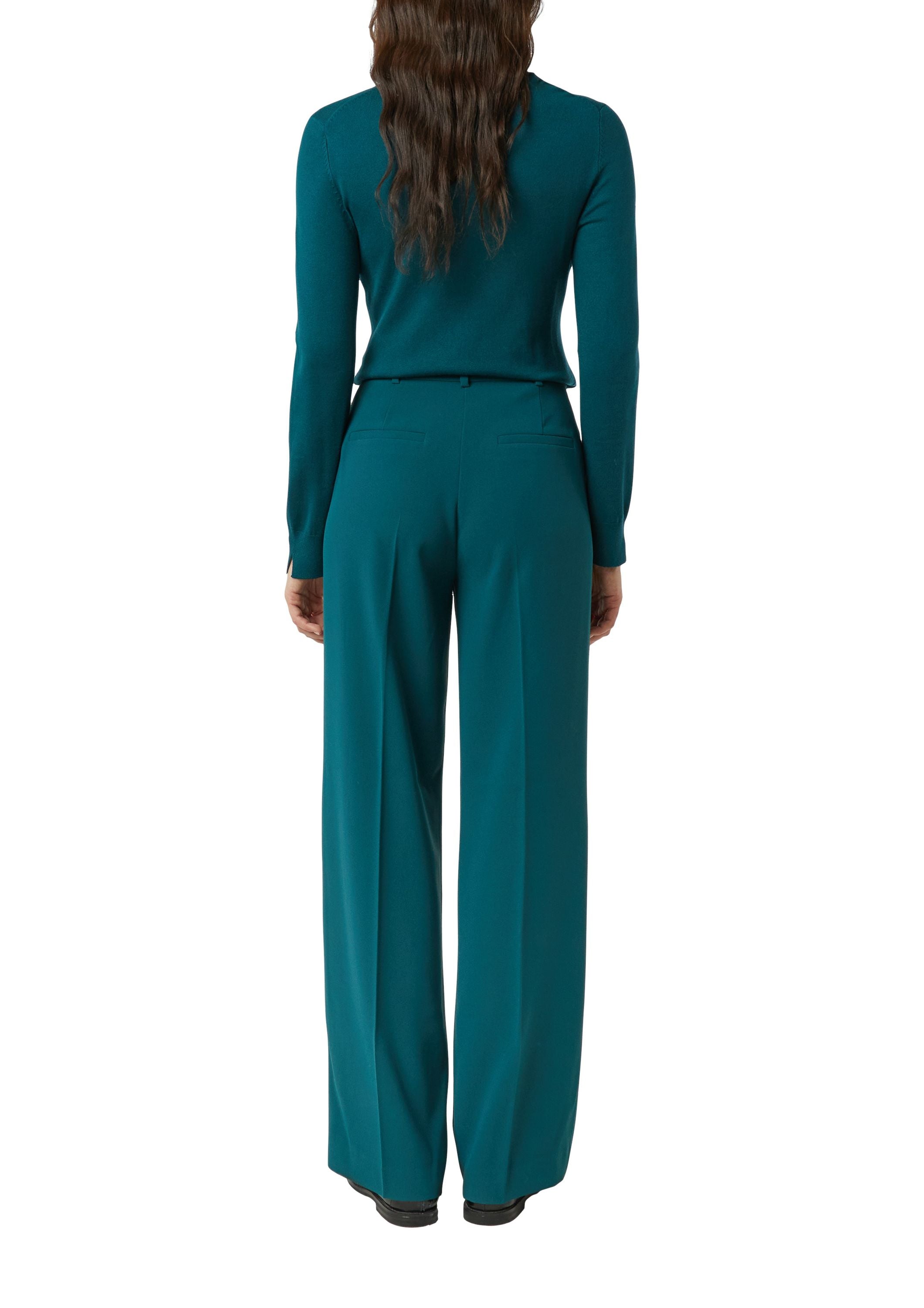 Marlenehose Wide Leg aus Crépe - 6923-BLUE GREEN - Türkis