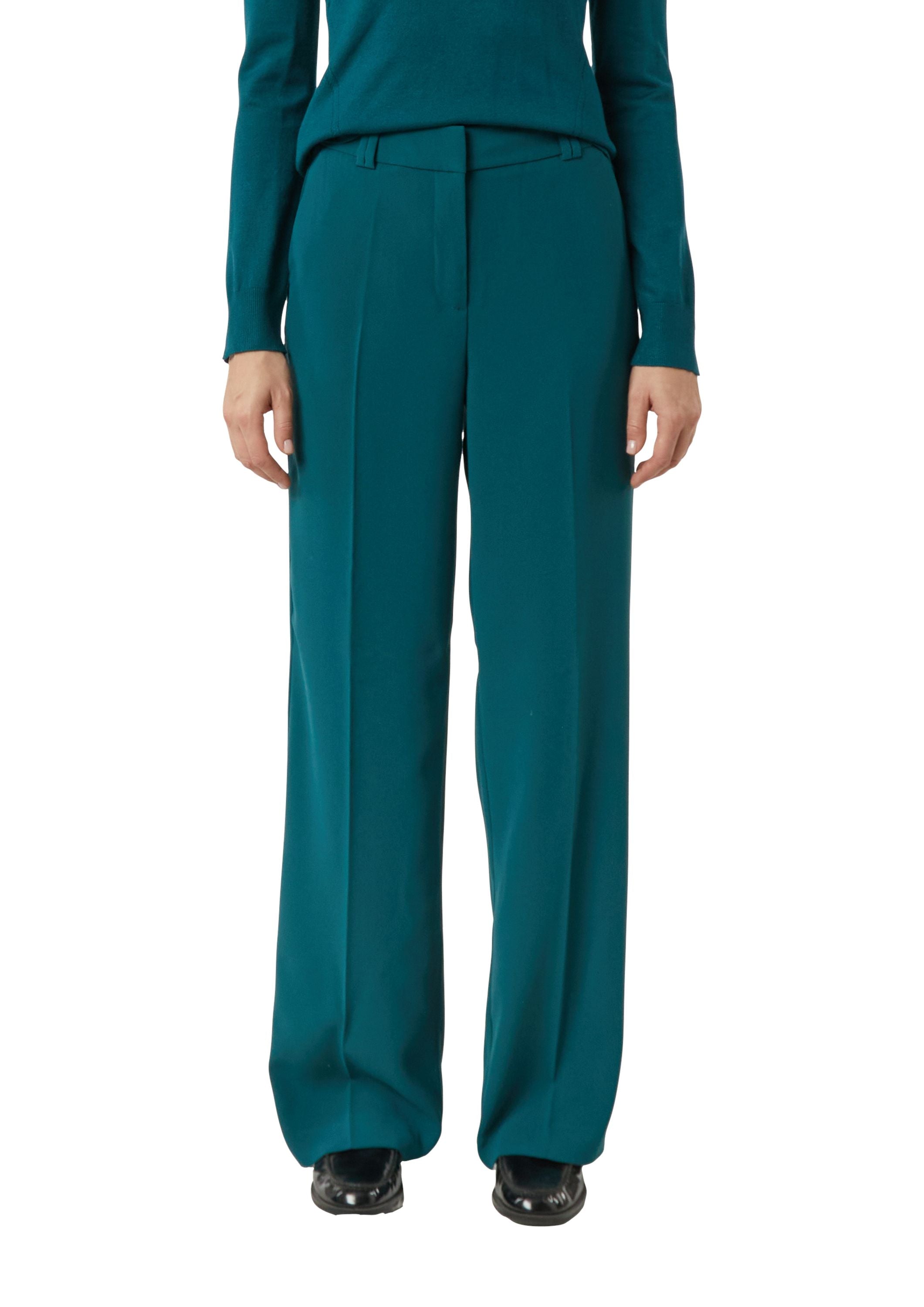 Marlenehose Wide Leg aus Crépe - 6923-BLUE GREEN - Türkis