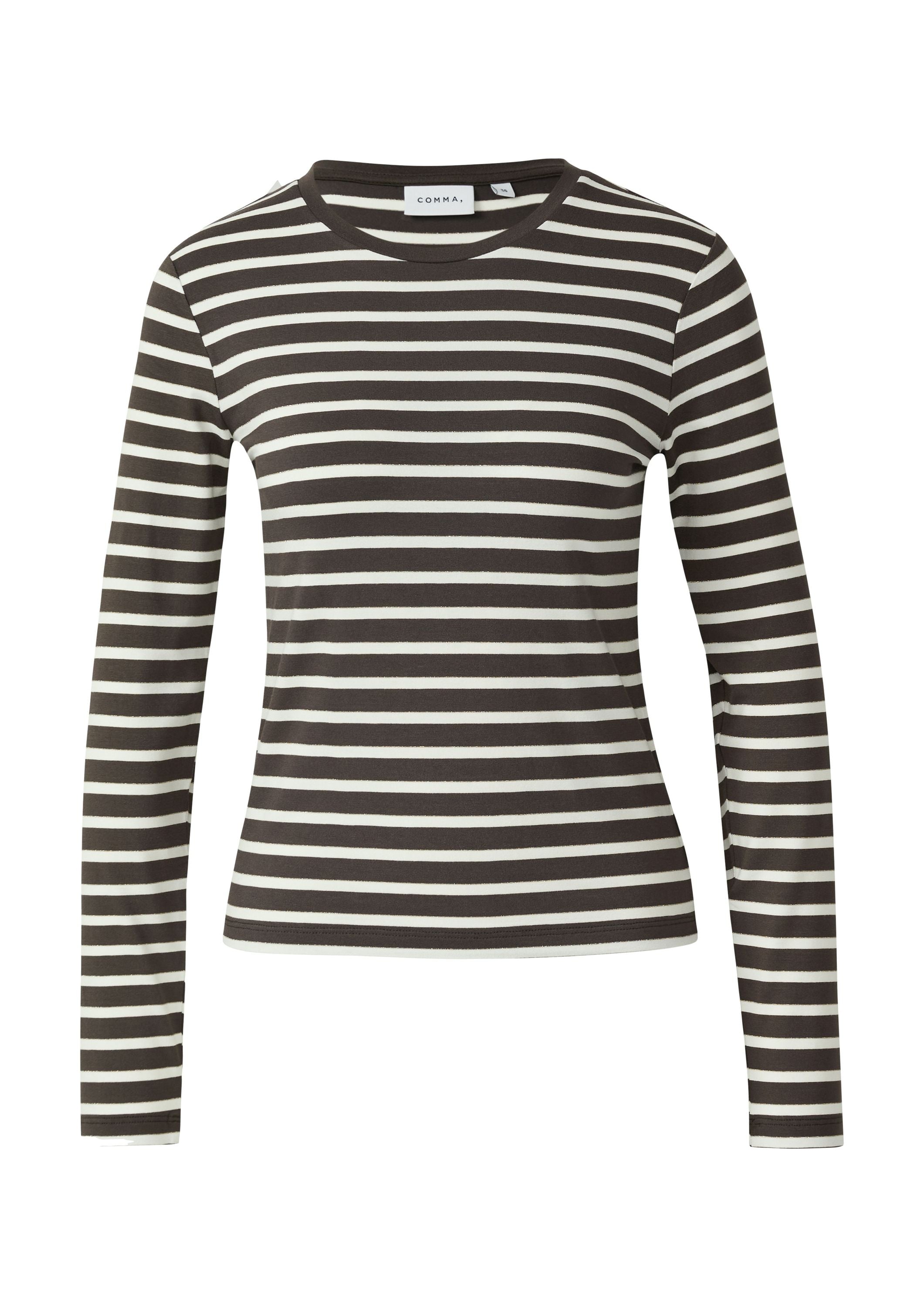 Langarmshirt gestreift - 89G0-BROWN - Braun