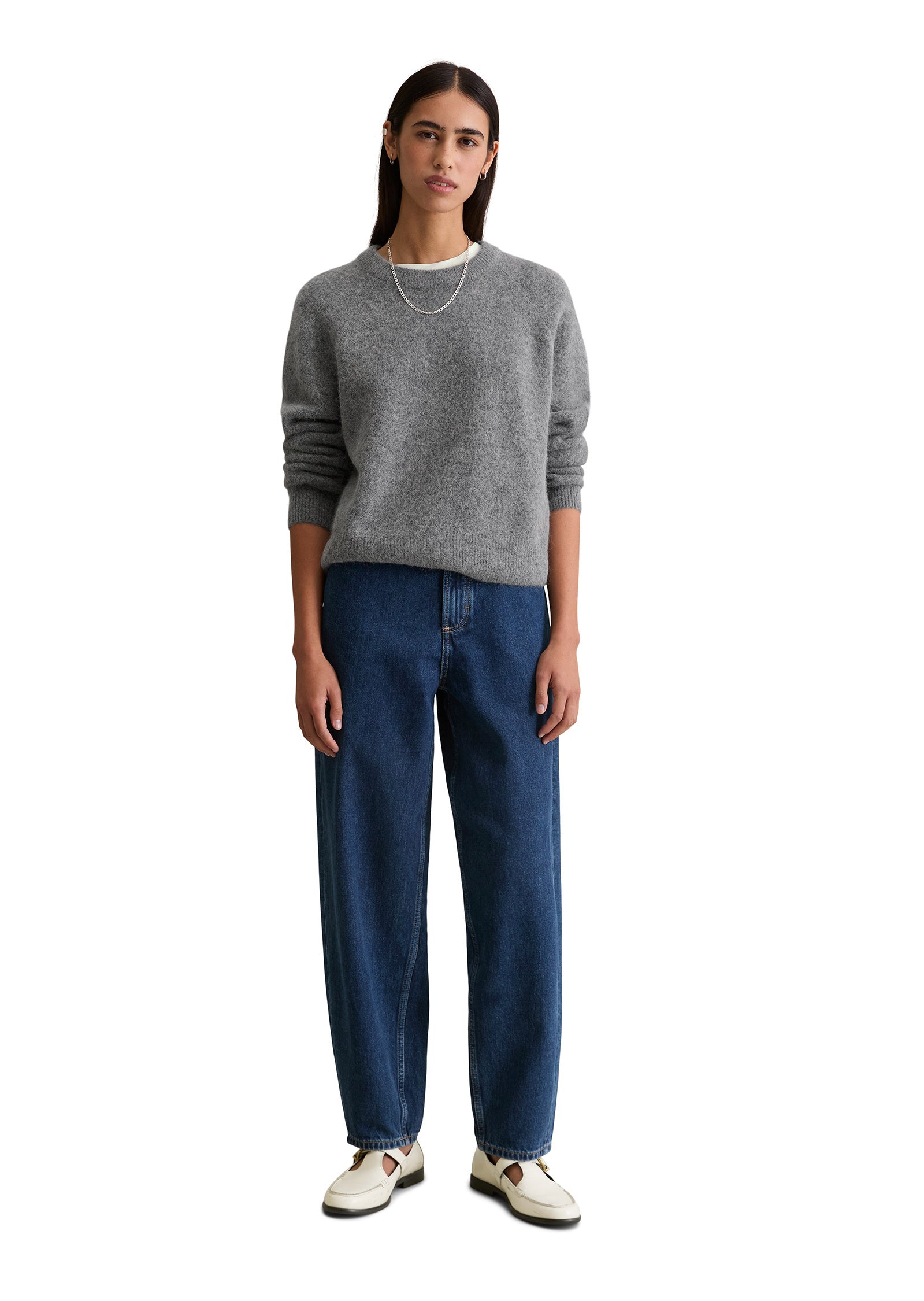 Strickpullover aus Wollmix - 0773-Asphalt Melange - Grau