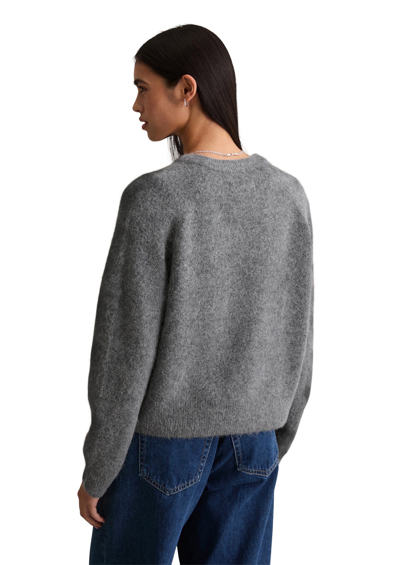 Strickpullover aus Wollmix - 0773-Asphalt Melange - Grau