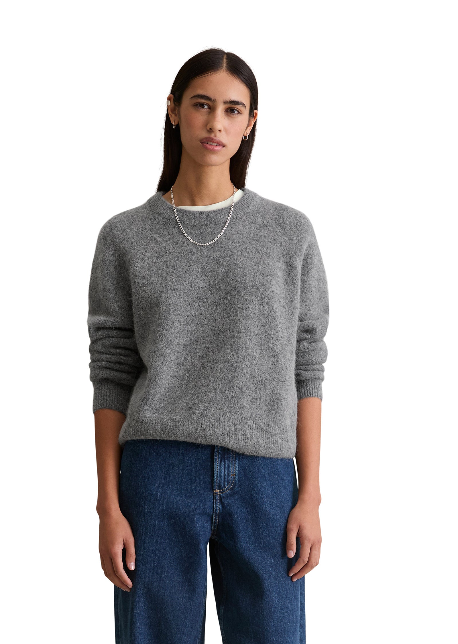 Strickpullover aus Wollmix - 0773-Asphalt Melange - Grau