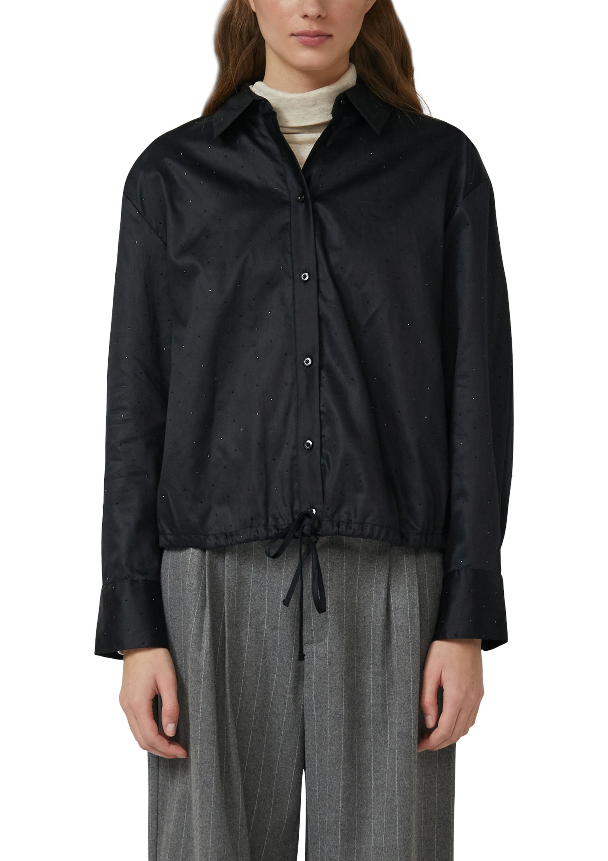 Bluse Relaxed Fit aus Baumwolle - 9999-GREY/BLACK - Schwarz