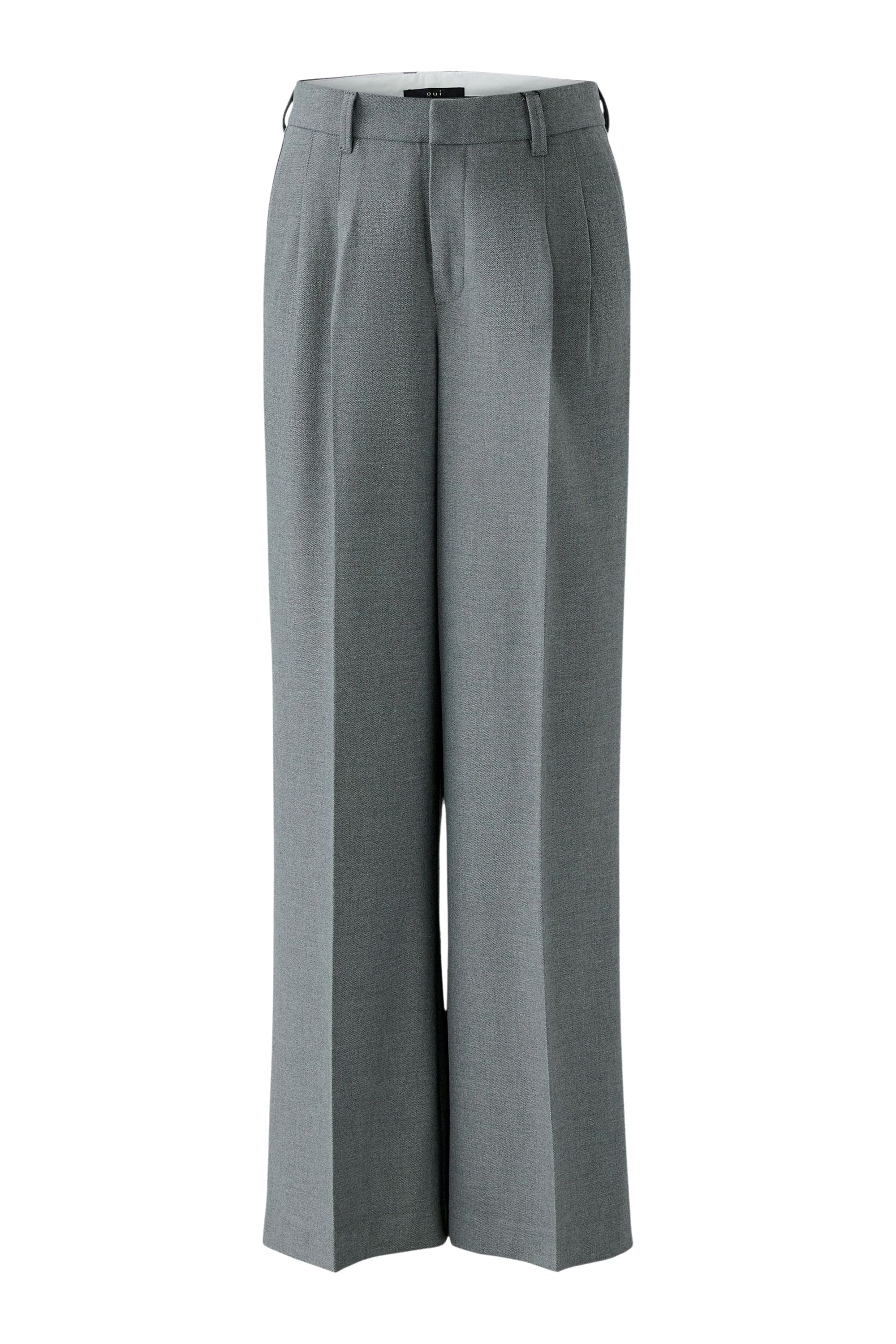 Bundfaltenhose Wide Leg - 9517-grey - Grau