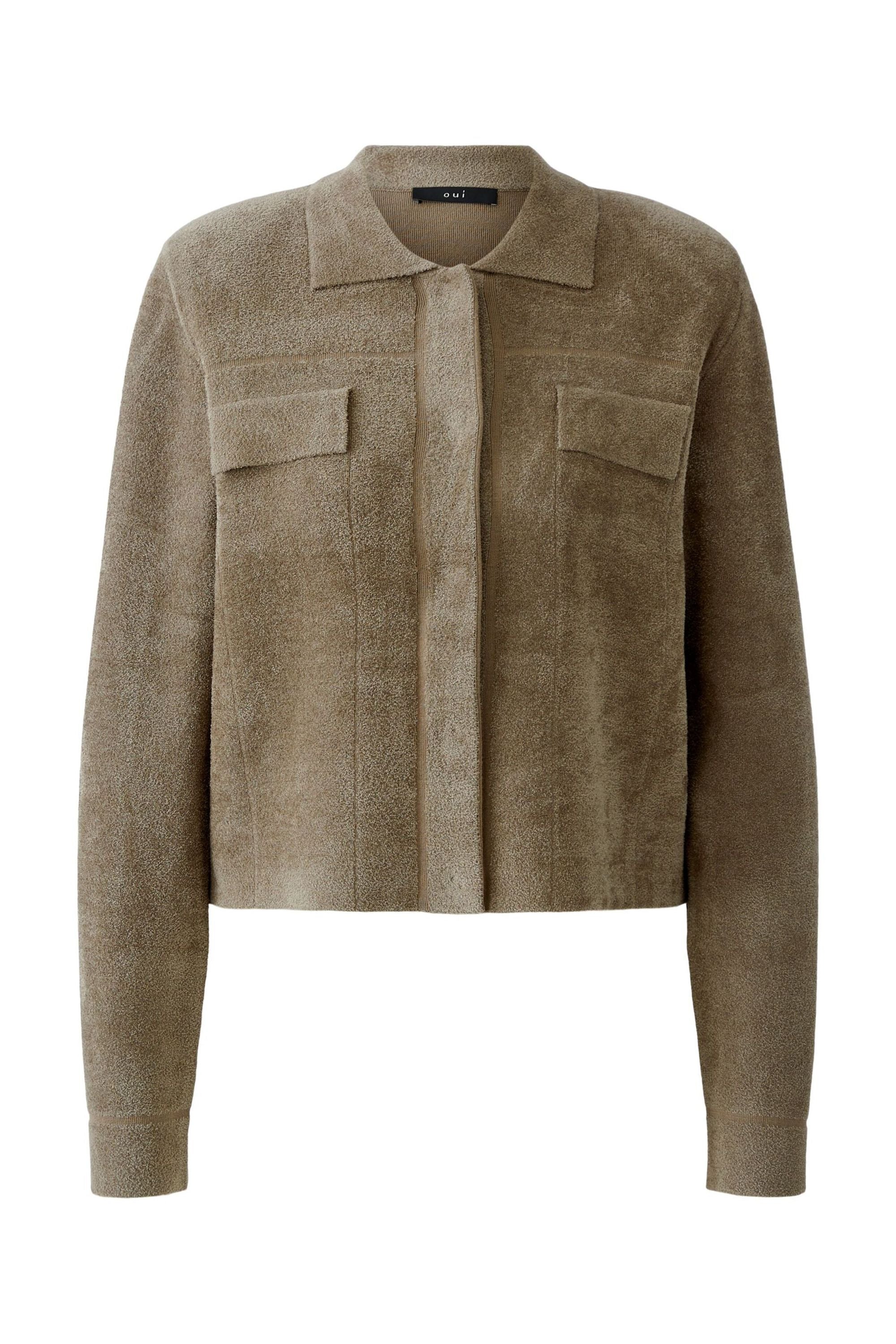 Strickjacke in Feinfrotteeoptik - 6774-brindle - Grün