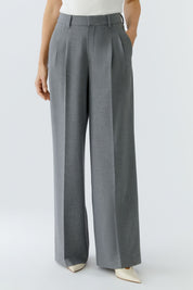 Bundfaltenhose Wide Leg - 9517-grey - Grau