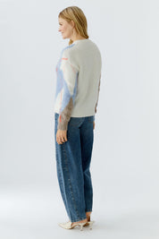 Strickpullover aus Wollmix - 0105-white blue - Mehrfarbig