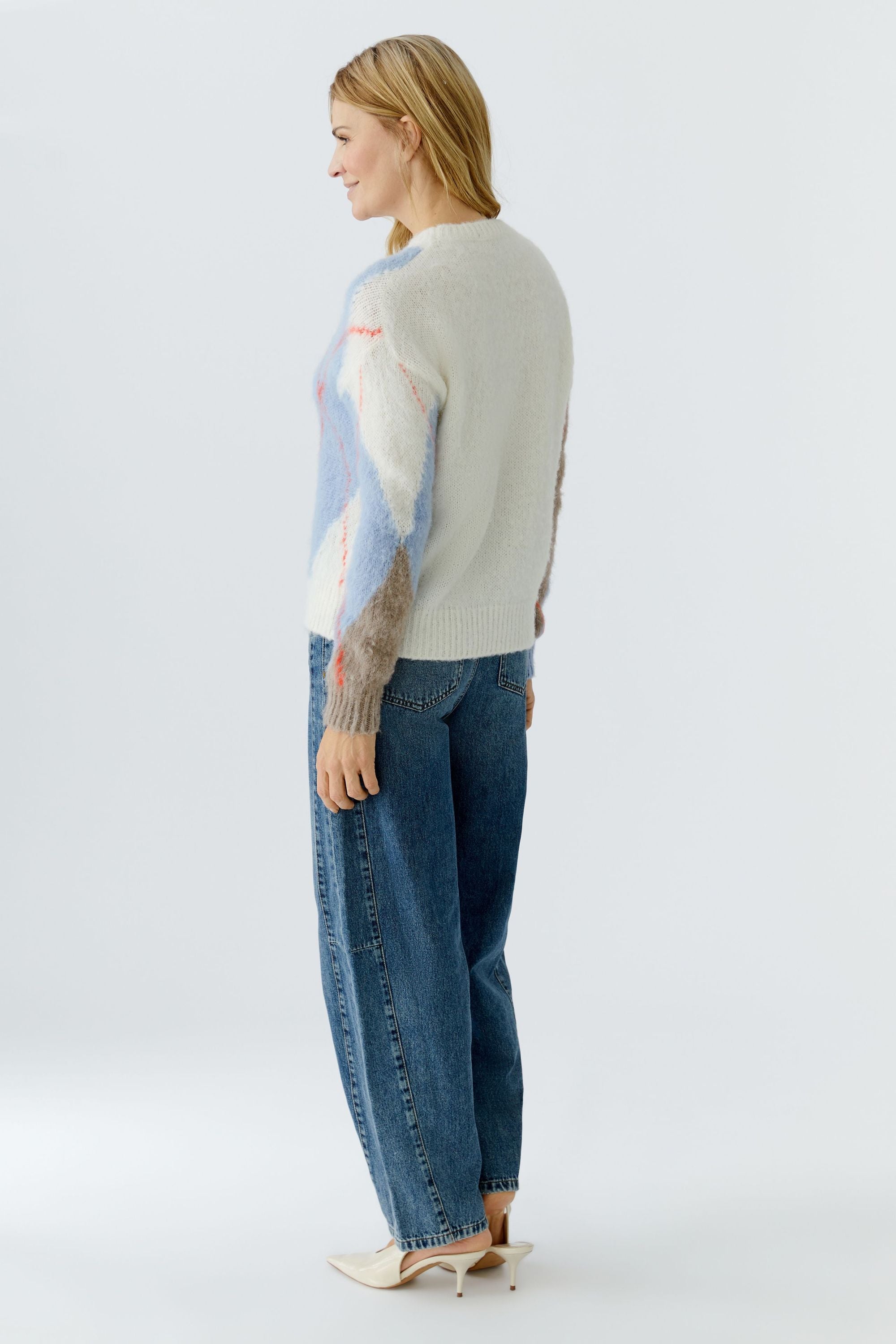 Strickpullover aus Wollmix - 0105-white blue - Mehrfarbig