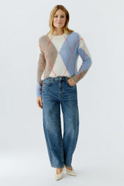 Strickpullover aus Wollmix - 0105-white blue - Mehrfarbig