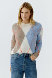 Strickpullover aus Wollmix - 0105-white blue - Mehrfarbig