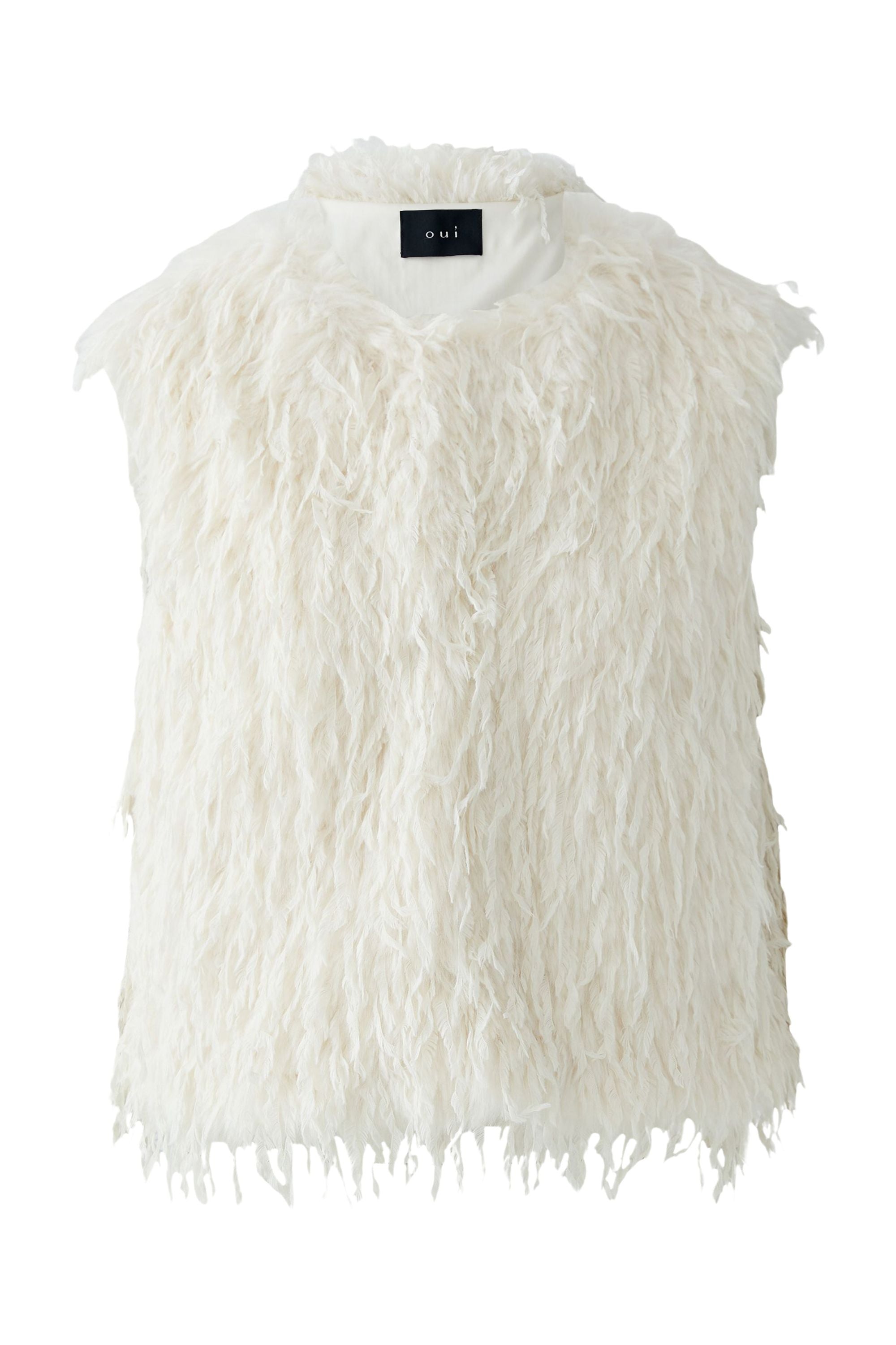 Weste in Federoptik - 1018-gardenia - Creme