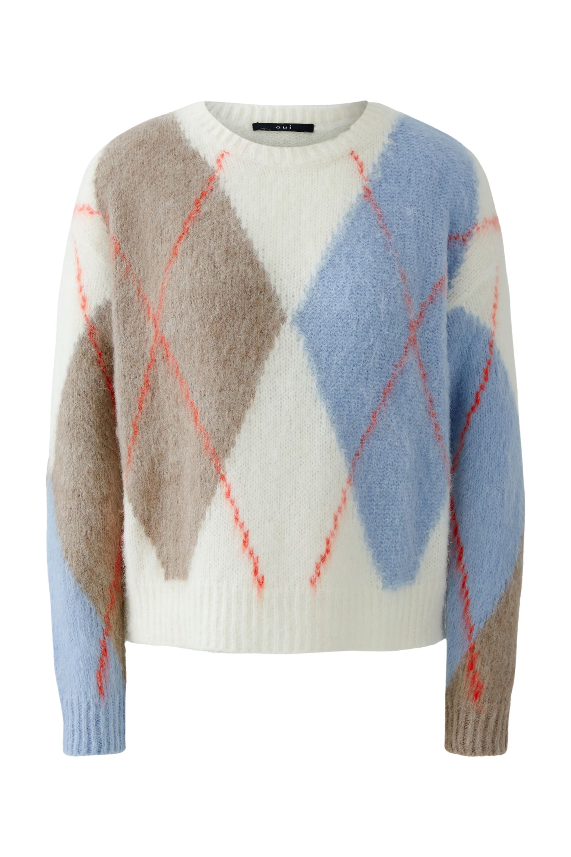 Strickpullover aus Wollmix - 0105-white blue - Mehrfarbig