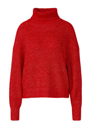Strickpullover mit Rollkragen - 3384-RED - Rot