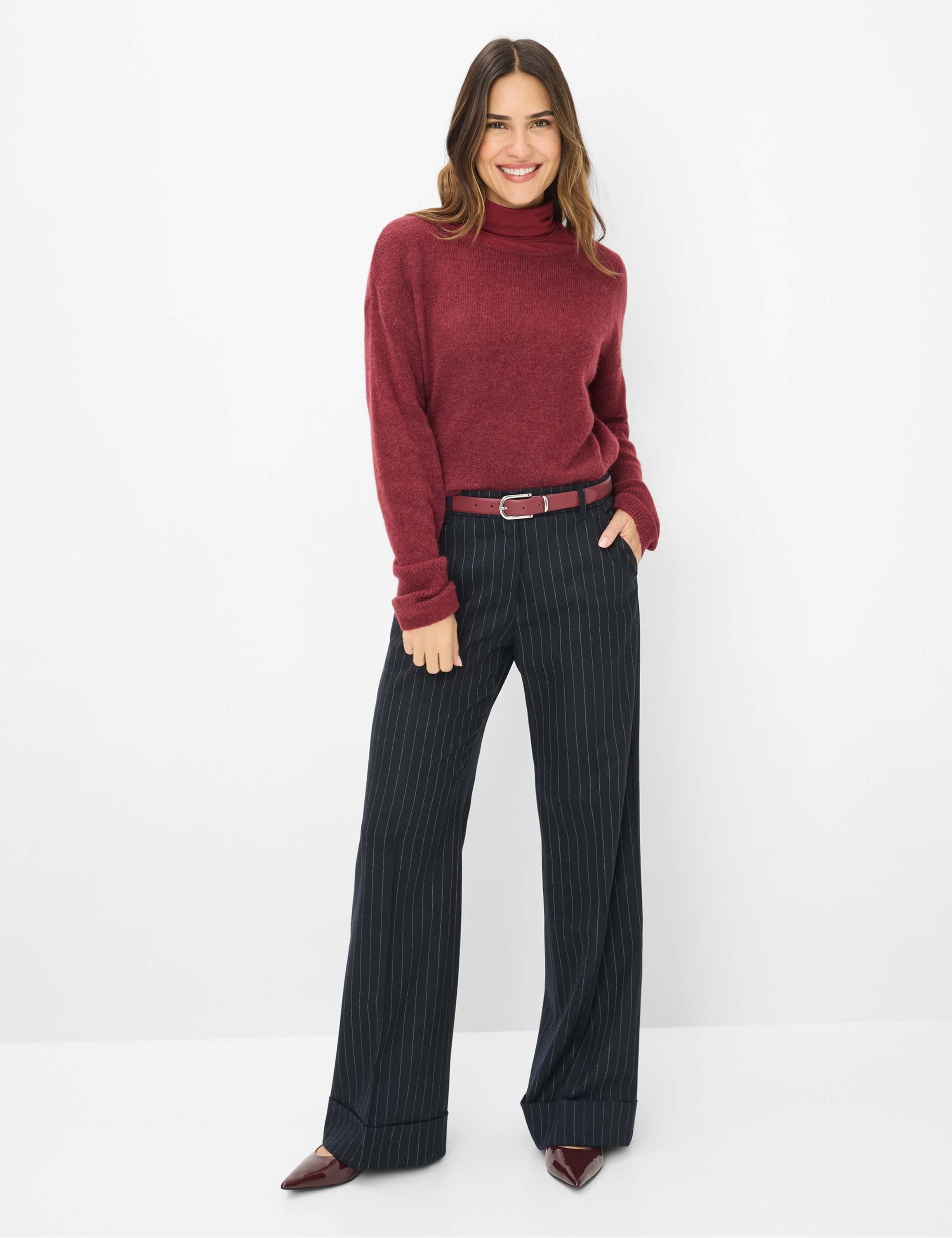 Strickpullover aus Wollmix - 40-mulberry - Rot