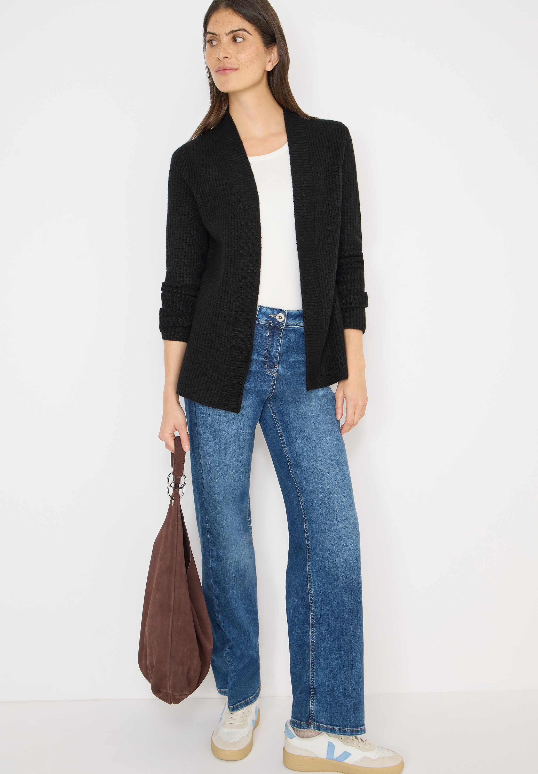 Strick-Cardigan-aus Baumwollmix - 10001 Black - Schwarz