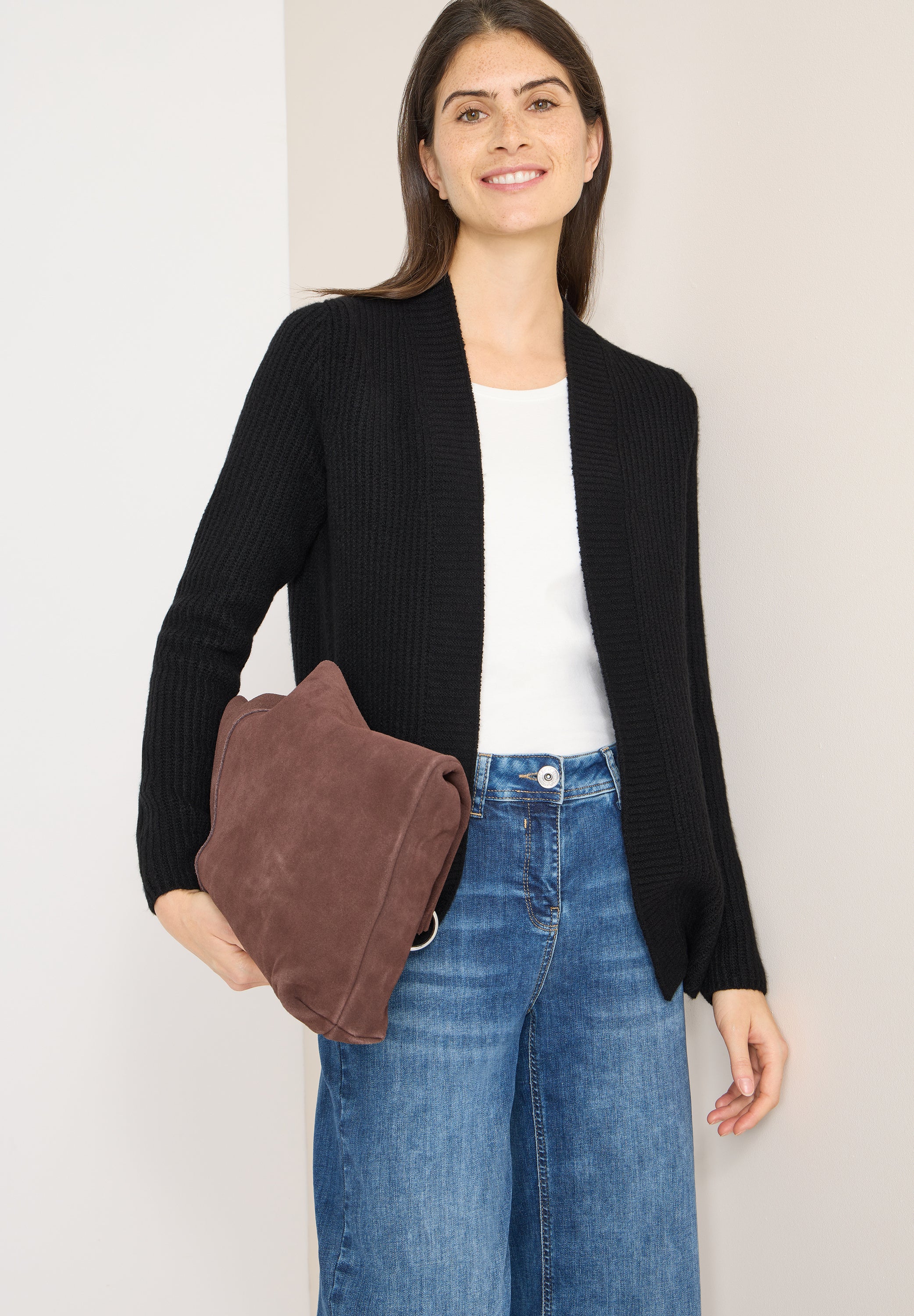 Strick-Cardigan-aus Baumwollmix - 10001 Black - Schwarz