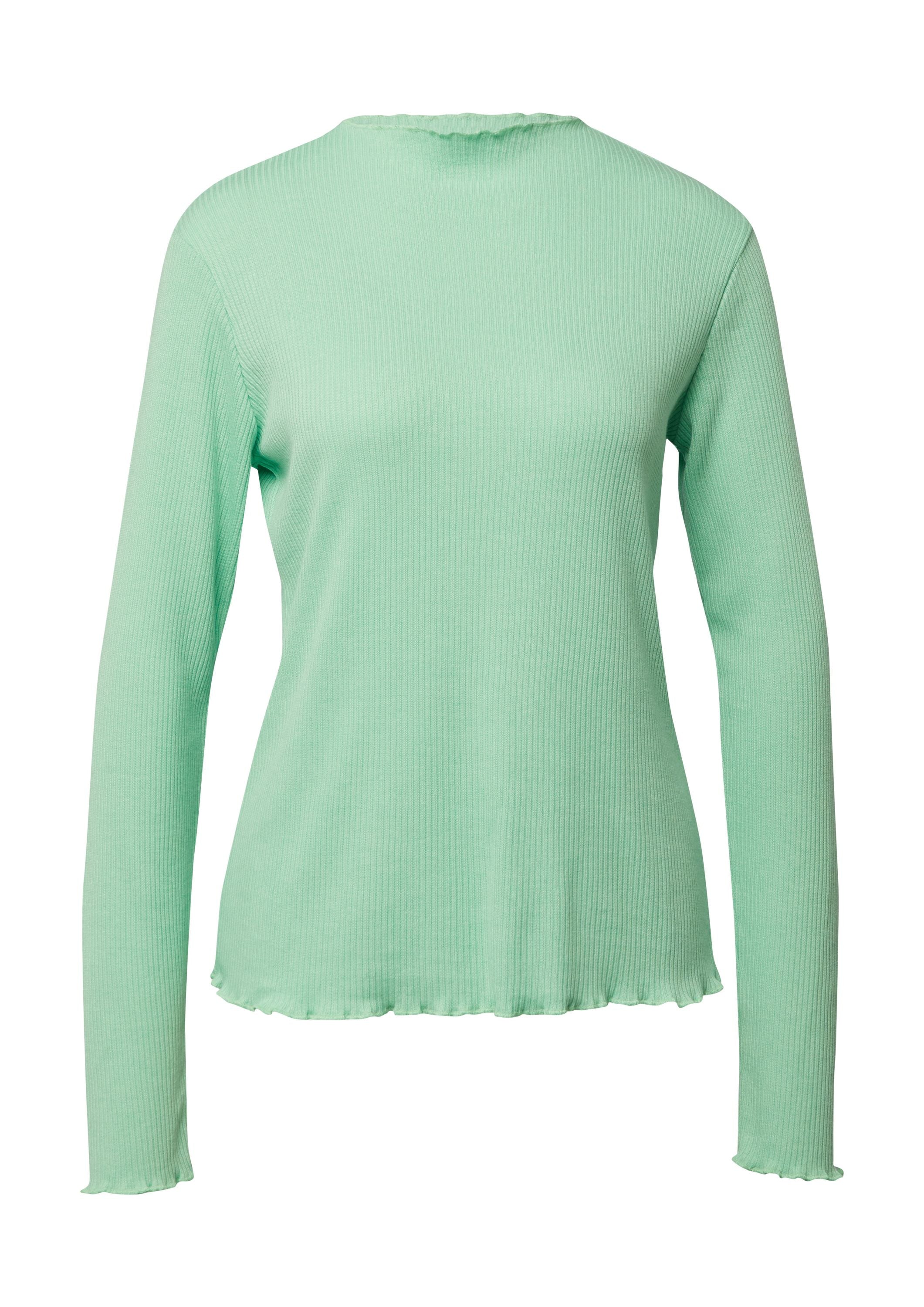 Langarmshirt mit gewelltem Saum in Slim Fit - 7269-GREEN - Grün