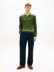 Strickpullover CABLE LS POLO - L01-GREEN - Grün