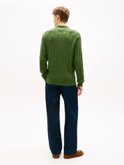 Strickpullover CABLE LS POLO - L01-GREEN - Grün