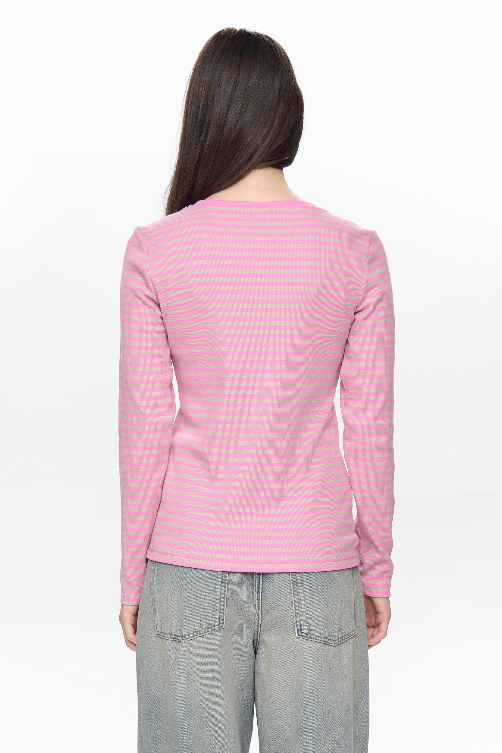 Langarmshirt aus Rippstrick - 2703 - Rosa