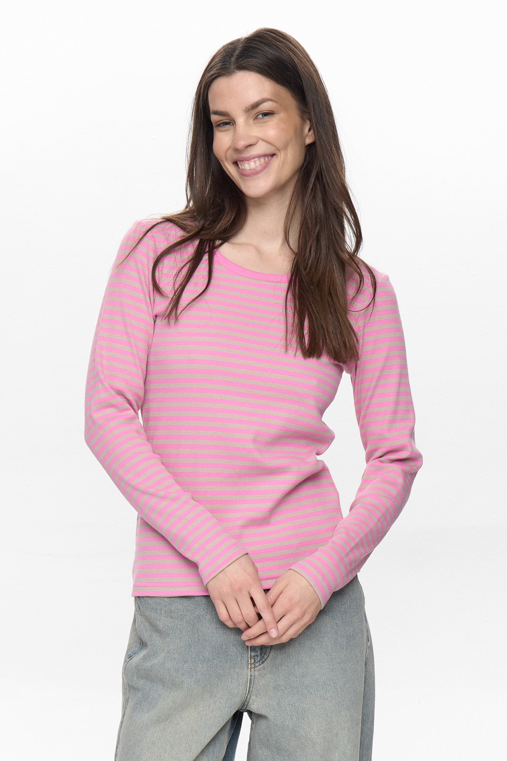 Langarmshirt aus Rippstrick - 2703 - Rosa