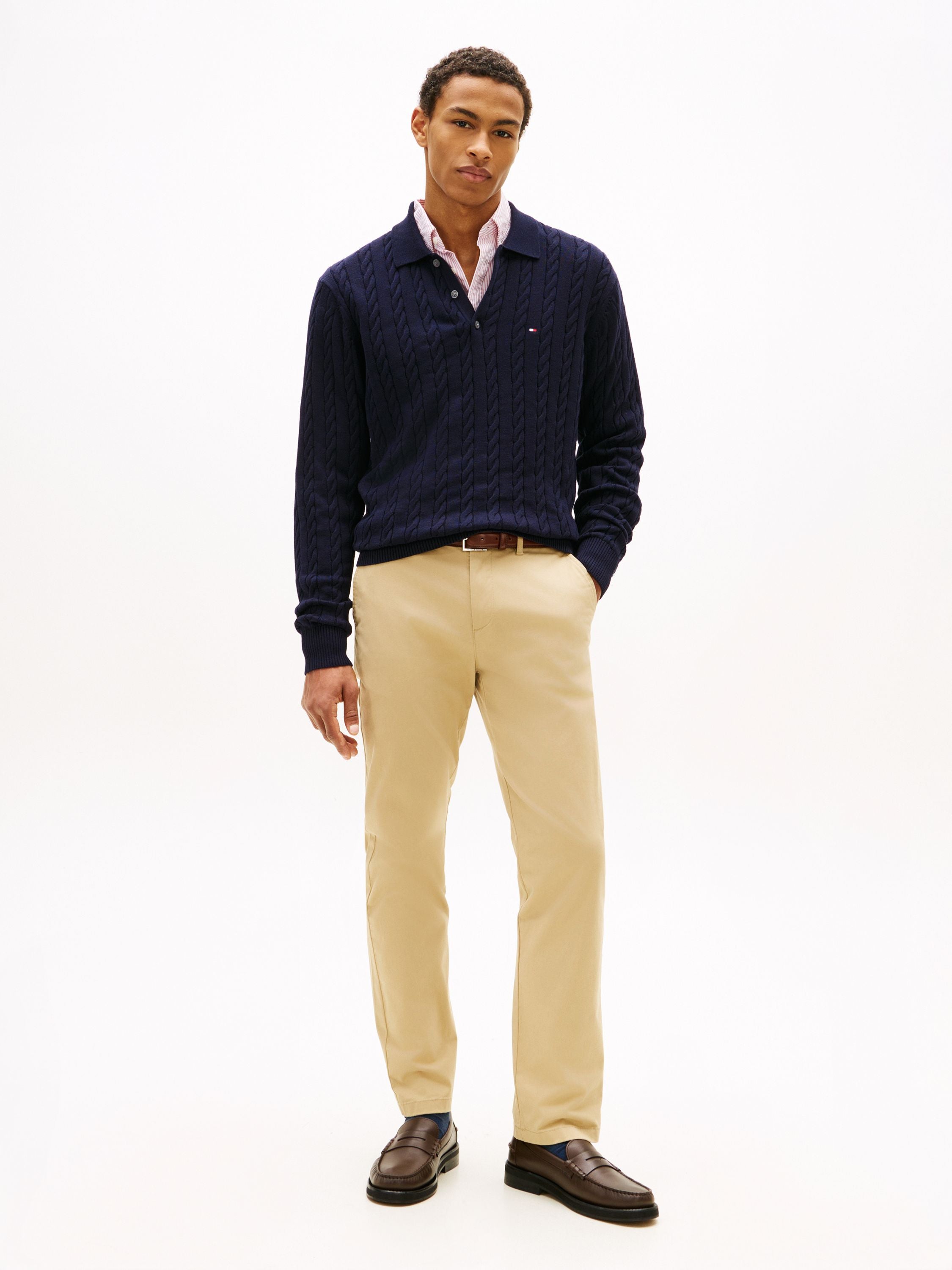 Strickpullover CABLE LS POLO - DW5-BLUE - Blau