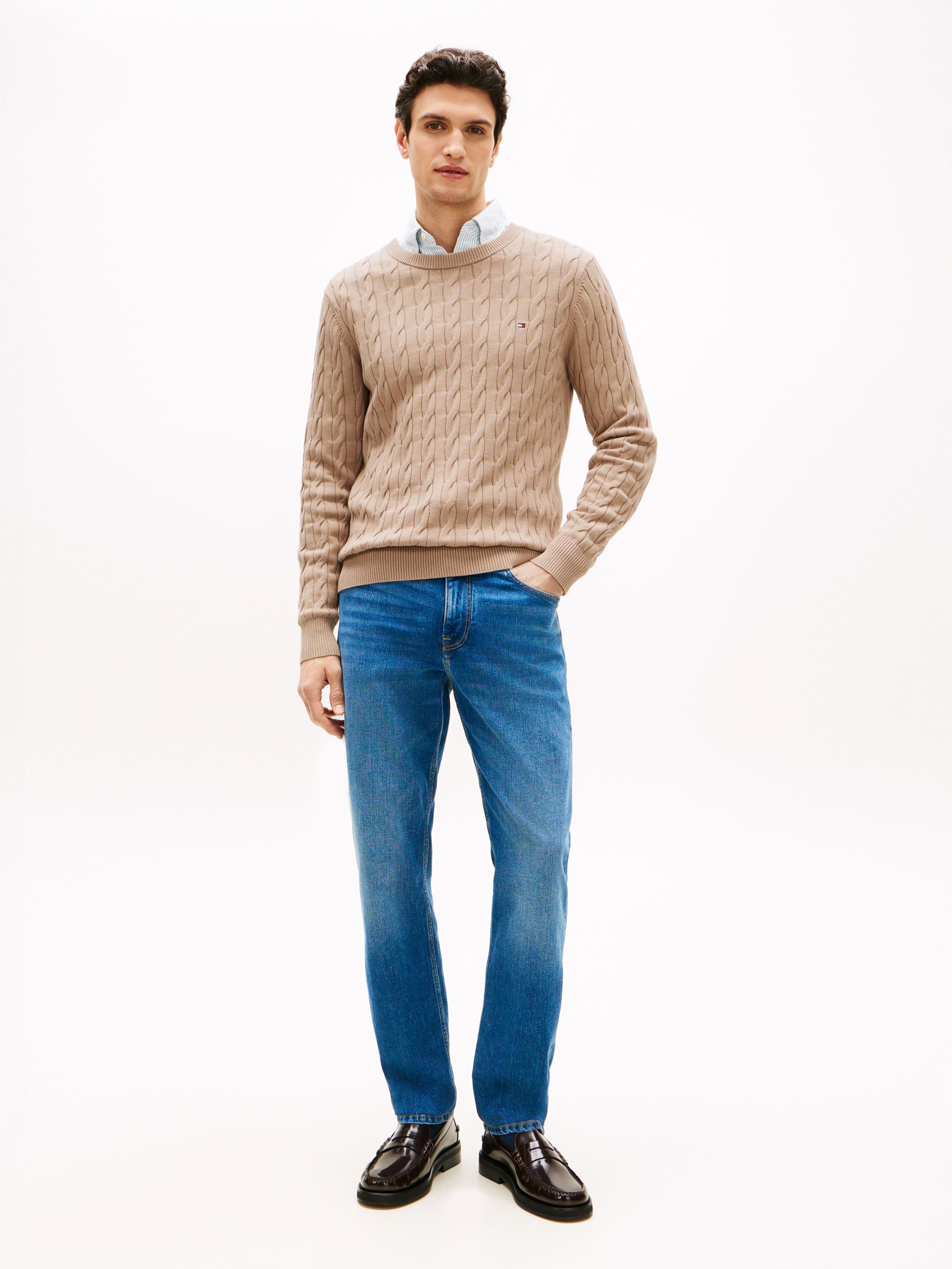 Feinstrickpullover mit Musterung - AFE-BEIGE - Braun