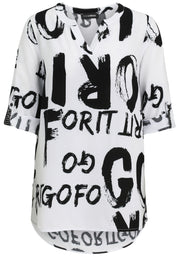 T-Shirt aus Viskose - 15-WeiSS/Schwarz - Weiß