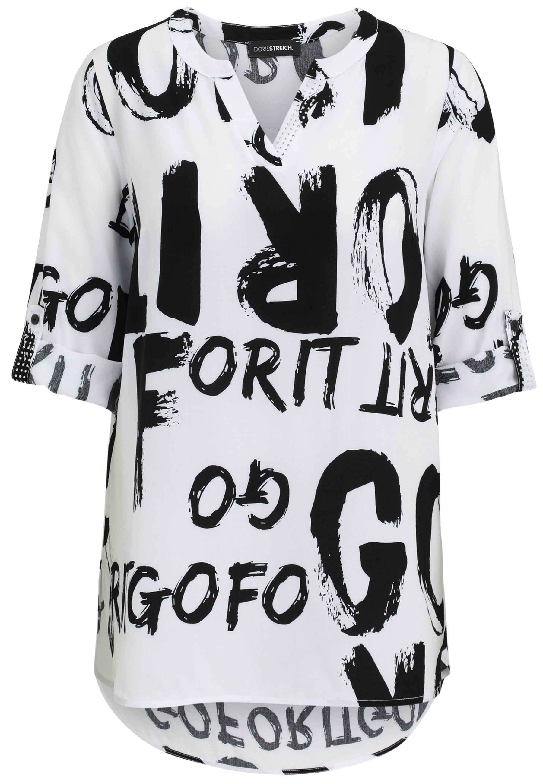 T-Shirt aus Viskose - 15-WeiSS/Schwarz - Weiß