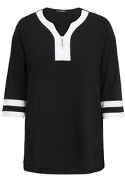 T-Shirt aus Viskose - 91-Schwarz/WeiSS - Schwarz