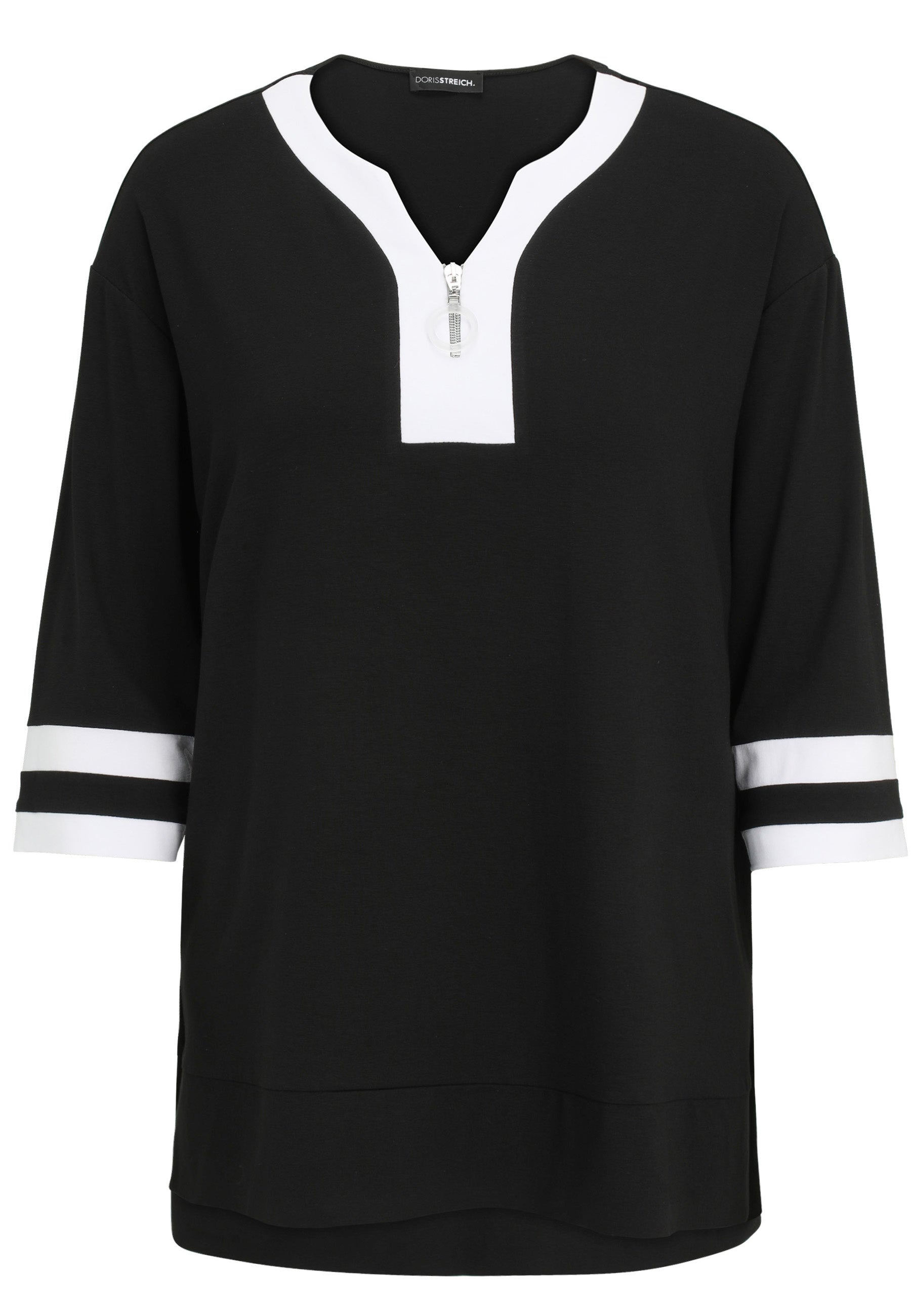 T-Shirt aus Viskose - 91-Schwarz/WeiSS - Schwarz