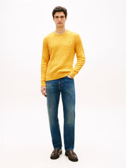 Feinstrickpullover mit Musterung - Z05-YELLOW - Gelb