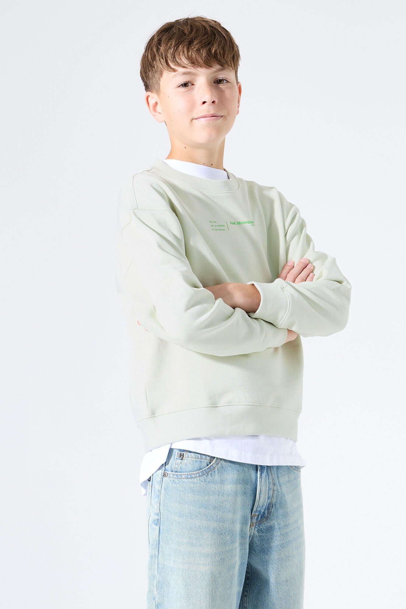 Sweatshirt aus Baumwolle - 6727-milky green - Grün