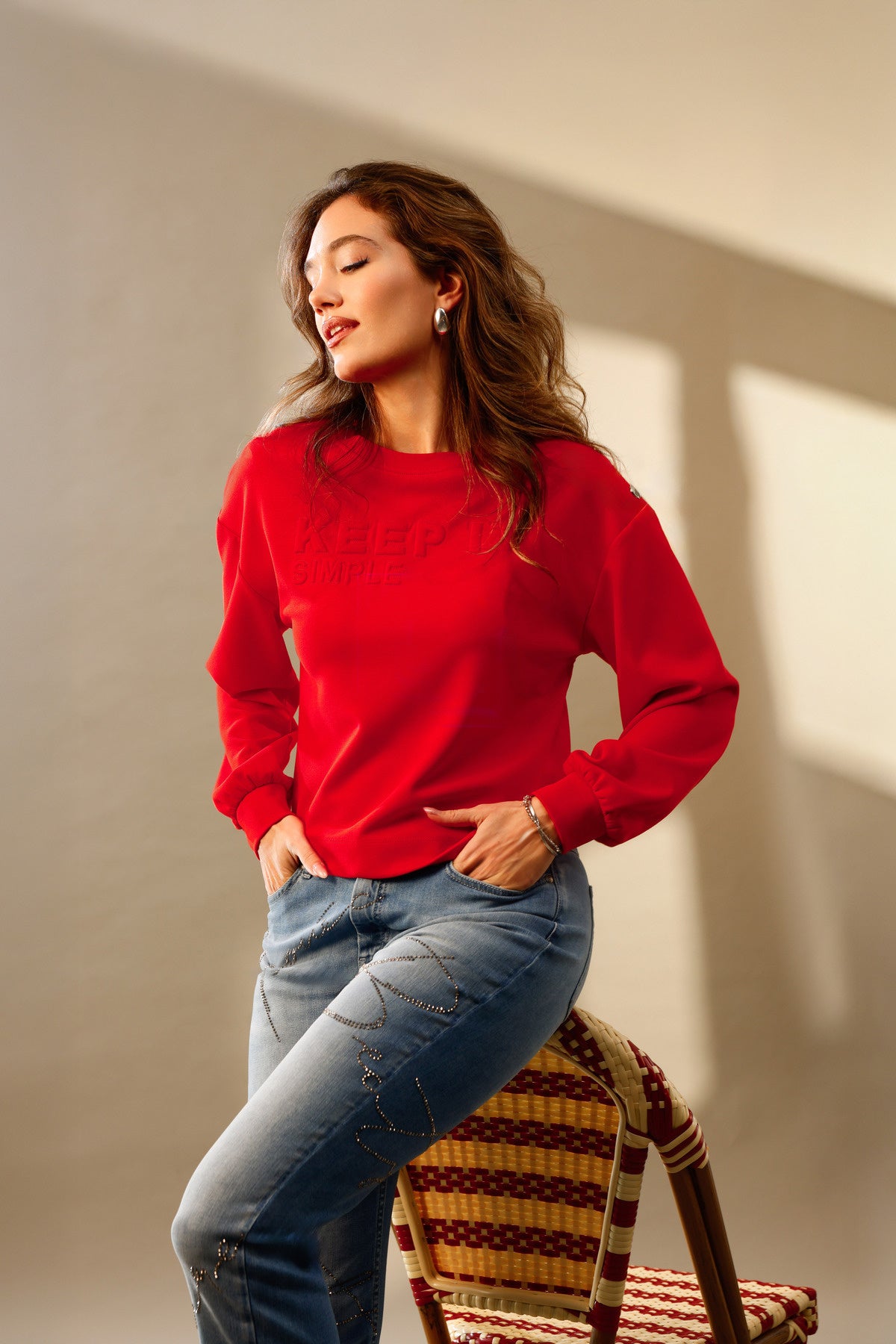 Sweatshirt mit Rundhalsausschnitt - 350 chilli pepper - Rot