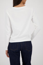 Langarmshirt aus Baumwollmix - 102 off-white - Weiß