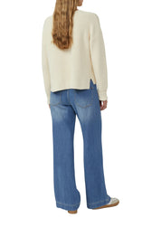 Strickpullover mit V-Ausschnitt im Relaxed Fit - 8000-BROWN - Creme